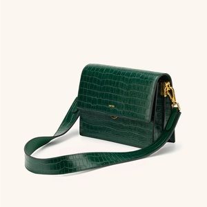 MINI FLAP CROSSBODY - DARK GREEN CROC